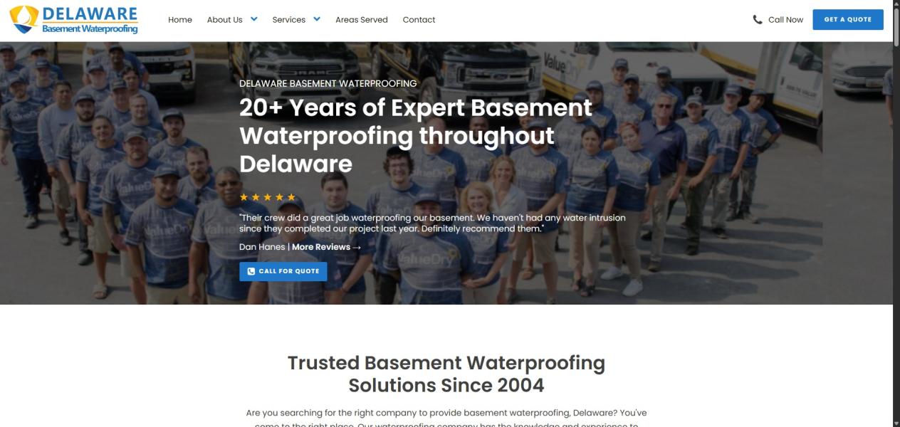 Delaware Basement Waterproofing